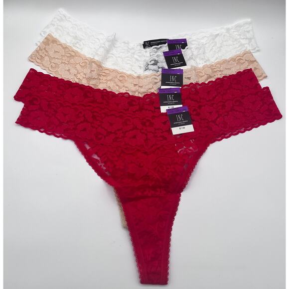 INC International Concepts Lace Trim Thong Panties Multicolor 5 Pack XXL 2XL New - Picture 2 of 6